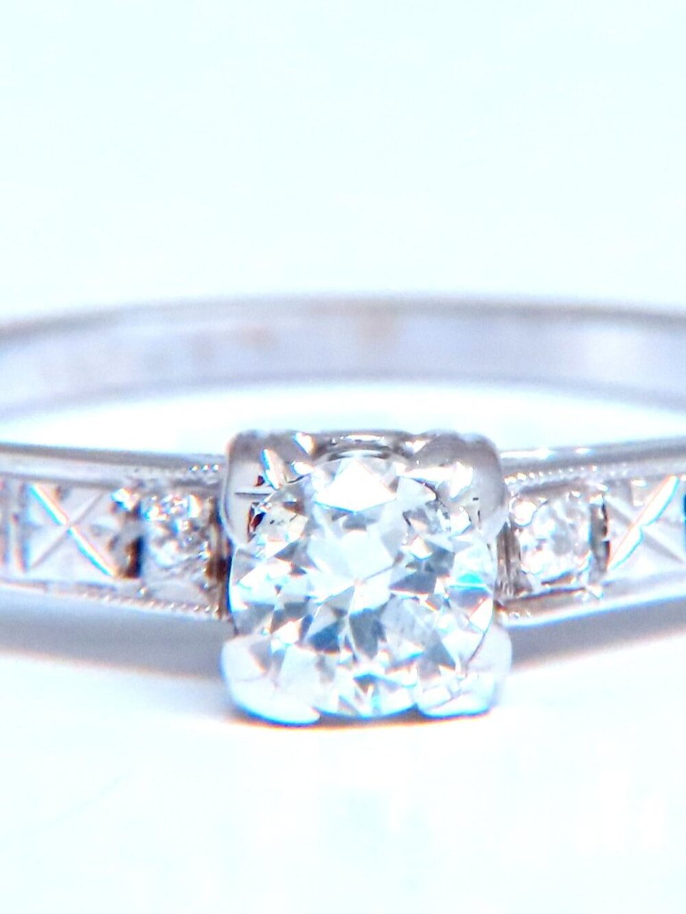 Petite Natural Diamond Engagement Ring 14kt Gold 12547*